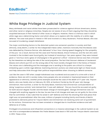 White Rage Privilege in Judicial System