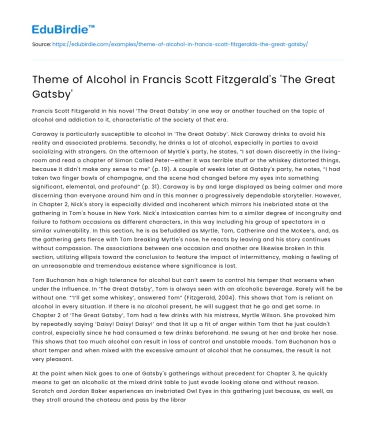 Theme of Alcohol in Francis Scott Fitzgerald’s ‘The Great Gatsby’