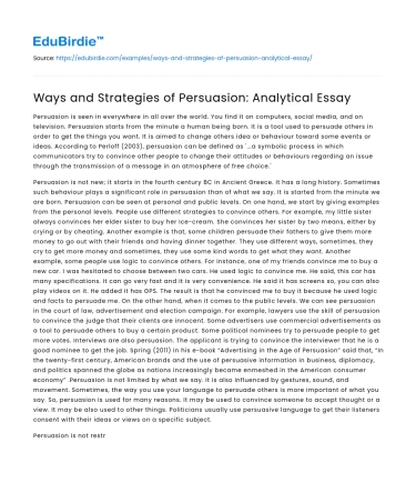 Effective Strategies for Persuasion: Analytical Insights