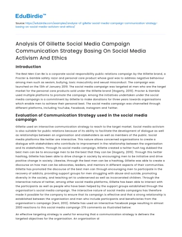 Gillette Social Media Campaign: Activism & Ethics