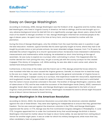 Essay on George Washington