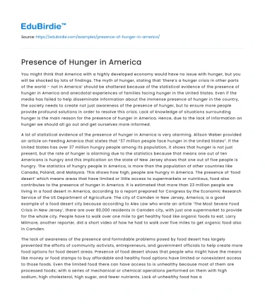 Presence of Hunger in America