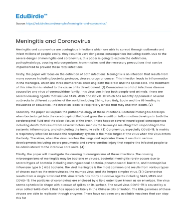 Meningitis and Coronavirus