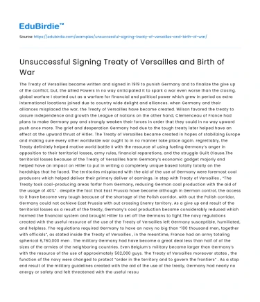 The Treaty of Versailles: Catalyst for Conflict