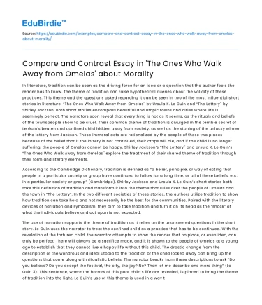 Morality in ‘The Ones Who Walk Away from Omelas’