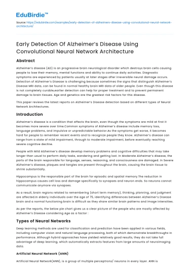 Alzheimer’s Detection with CNN Architecture