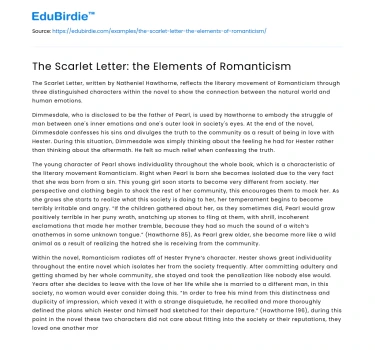 The Scarlet Letter: the Elements of Romanticism