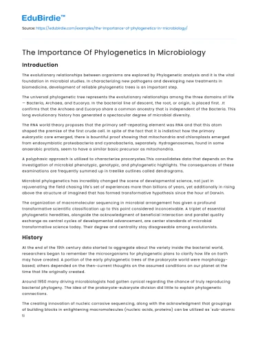 The Importance Of Phylogenetics In Microbiology