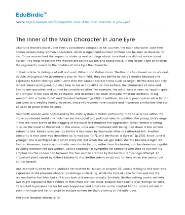 The Inner of the Main Character in Jane Eyre