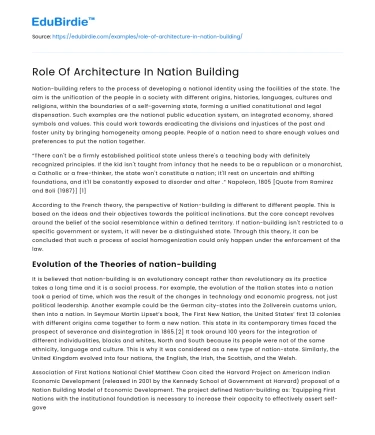 Role Of Architecture In Nation Building