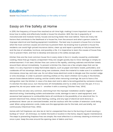 Essay on Fire Safety at Home