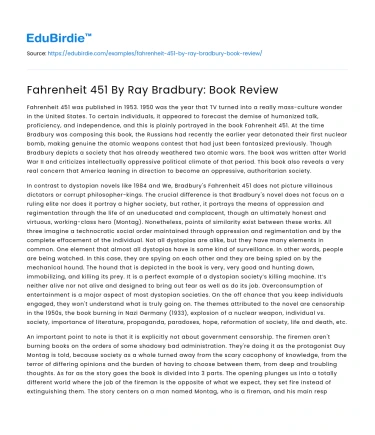 Fahrenheit 451 By Ray Bradbury: Book Review