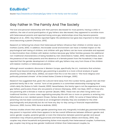 Gay Father In The Family And The Society