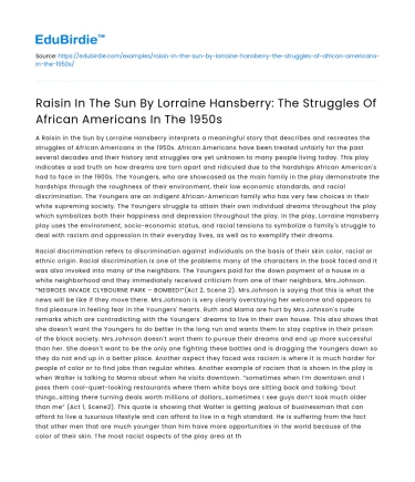 Struggles of African Americans in the 1950s