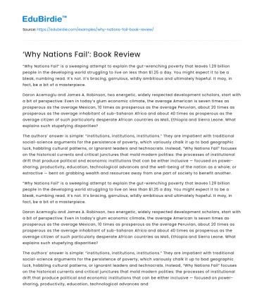 ‘Why Nations Fail’: Book Review