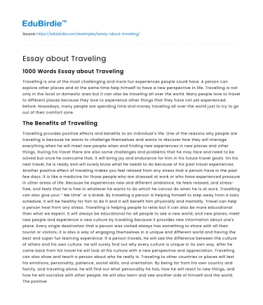 Essay about Traveling