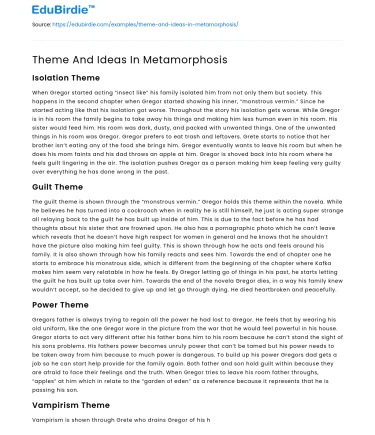 Themes and Concepts in Kafka’s Metamorphosis