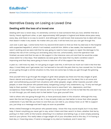 Narrative Essay on Losing a Loved One