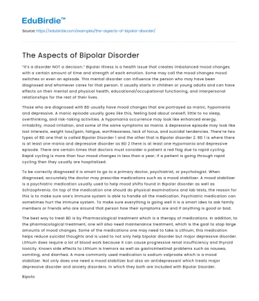 The Aspects of Bipolar Disorder