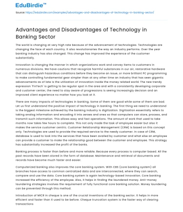 Advantages and Disadvantages of Technology in Banking Sector