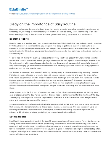 Essay on the Importance of Daily Routine