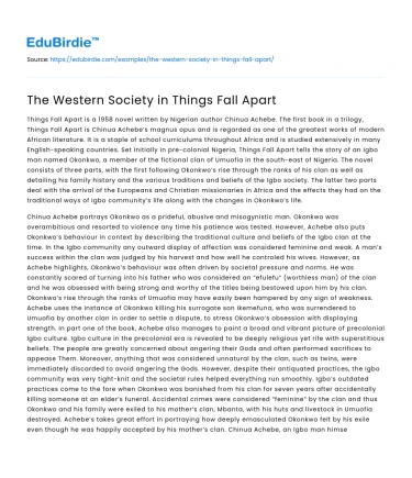 The Western Society in Things Fall Apart