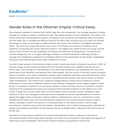 Gender Roles in the Ottoman Empire: Critical Essay