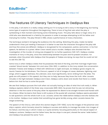 The Features Of Literary Techniques In Oedipus Rex