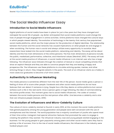 The Social Media Influencer Essay