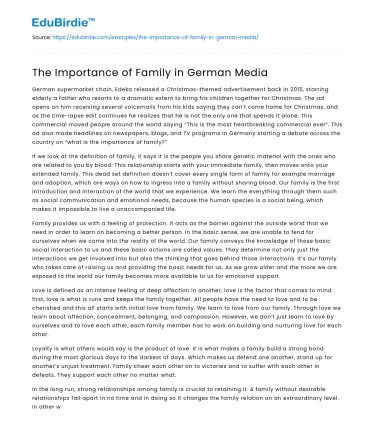 The Importance of Family in German Media