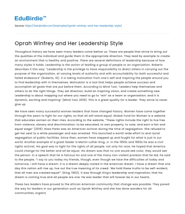 Oprah Winfrey and Her Leadership Style