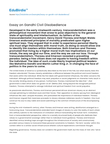Essay on Gandhi Civil Disobedience
