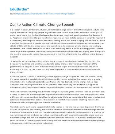 Call to Action Climate Change Speech
