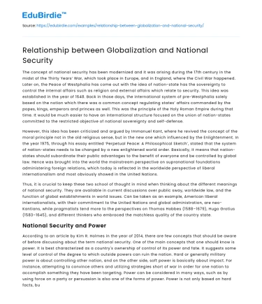 Relationship between Globalization and National Security
