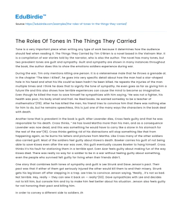 The Roles Of Tones In The Things They Carried