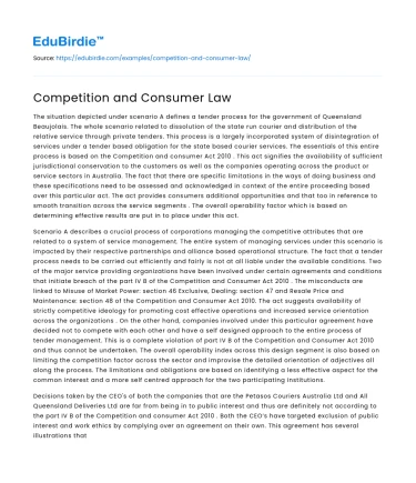 Competition and Consumer Law