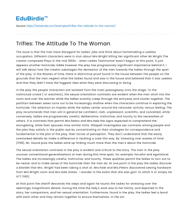 Gender Roles in “Trifles”