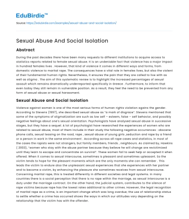 Intersections of Sexual Abuse and Social Isolation