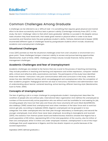 Common Challenges Among Graduate