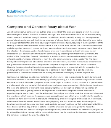 Compare and Contrast Essay about War