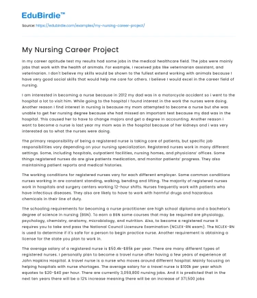 My Nursing Career Project