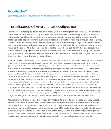 The Influence Of Aristotle On Oedipus Rex