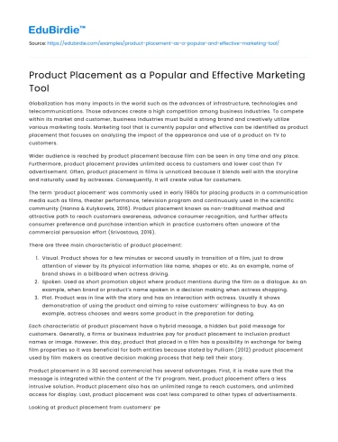 Product Placement as a Popular and Effective Marketing Tool