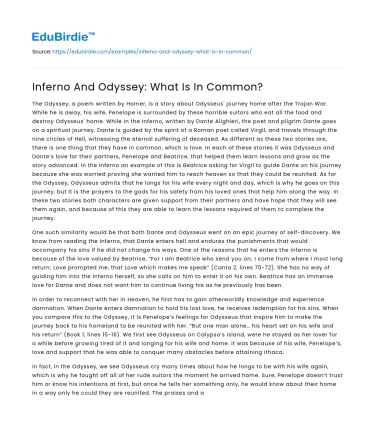 Inferno And Odyssey: What Is In Common?