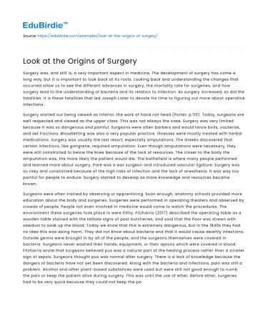 Look at the Origins of Surgery