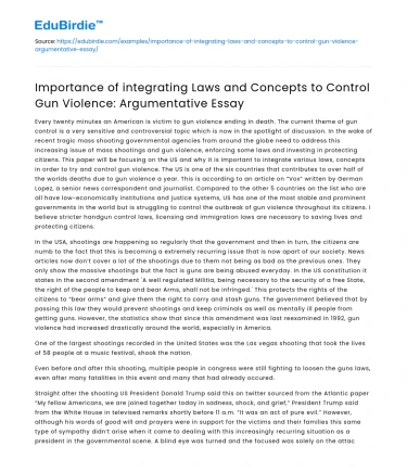 Integrating Laws and Concepts for Gun Violence Control