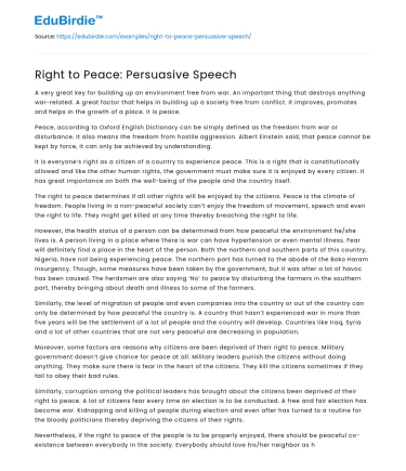 Right to Peace: Persuasive Speech