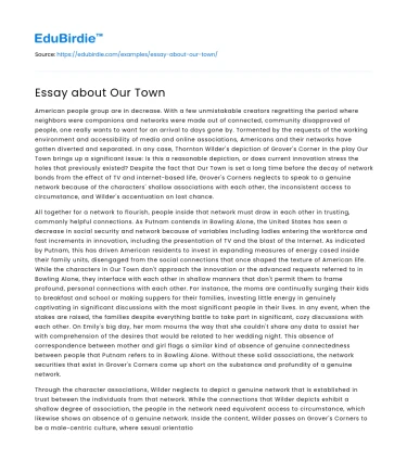 Essay about Our Town