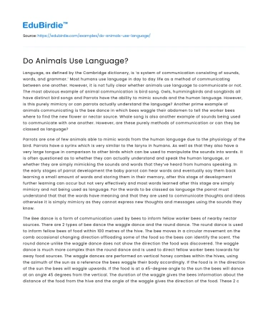 Do Animals Use Language?