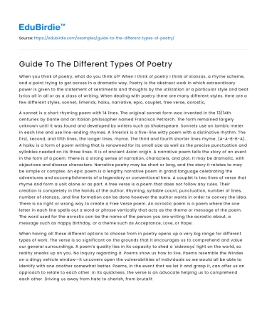 Guide To The Different Types Of Poetry